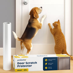 PROTECTO Scratch Door Protector 60x8 clear wall protector shields doors from pet scratches while remaining discreet.