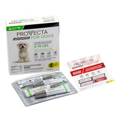 Provecta Advanced graphic highlights protection against fleas, ticks, and mosquitoes for small dogs.