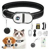 PRRPRR pet camera collar front view for clear 1080P video on indoor adventures.