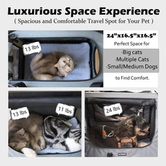 Prutapet Large Cat Carrier side view shows spacious interior for bigger cats and small dogs.