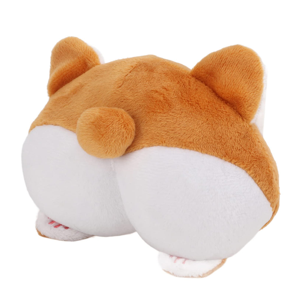Pssopp plush squeaky butt toy in corgi brown for dogs, ideal for fetch and chew play.