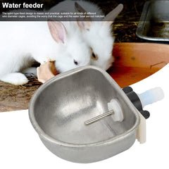 Pssopp rabbit water feeder bowl inside cage emphasizes compact design for small rabbits
