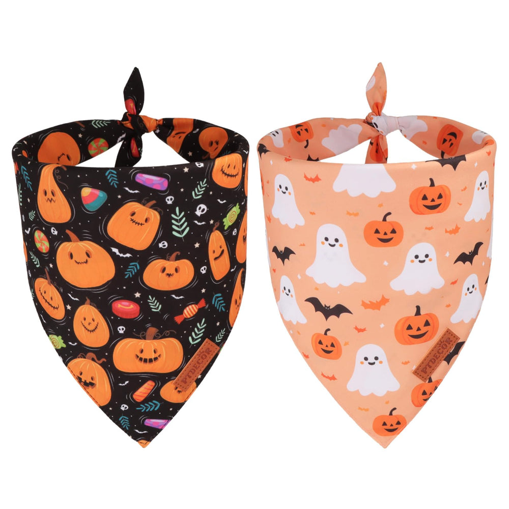 PTDECOR Halloween dog bandana pumpkin pattern for festive pet photos