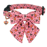 PTDECOR Thanksgiving dog collar bowtie pink turkey for festive holiday photos