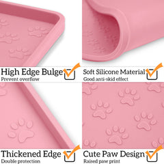 Ptlom: superficie suave, color rosa, facilita limpiar comida y agua.