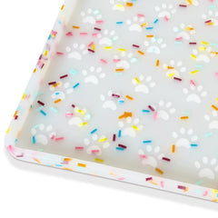 Ptlom dog food mat anti-slip placemat keeps bowls in place and prevents spills.