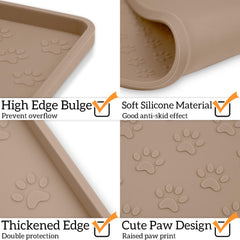 Ptlom dog food mat demonstrates bowl stability during feeding