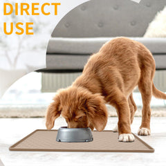 Ptlom dog food mat raised edges contain overflow and splashes