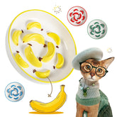 PTOBER ceramic slow-feeder bowl in yellow promotes slower, calmer meals for cats.
