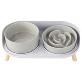 PTOBER elevated slow-feeder bowls ceramic set supports paced meals for dogs.