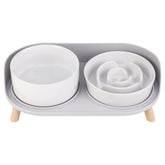 PTOBER elevated slow-feeder ceramic bowls promote paced meals for dogs.