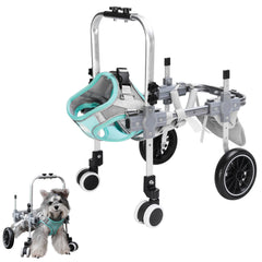 PTWSF Dog Wheelchair four-wheel front view promotes steady mobility for small dogs