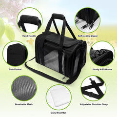 Pucewmy dog carrier side-strap setup illustrates comfortable carrying and secure transport.