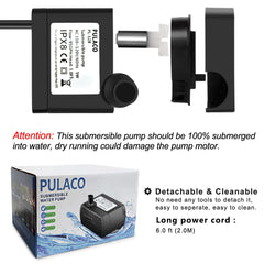 Pulaco adjustable flow knob on the mini pump enables versatile setups up to 95 GPH.