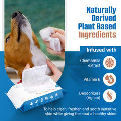PUMBLER large thick wipes for paws, face, and coat during quick cleanups