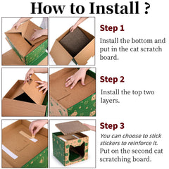 Pumtus cardboard cat houses four windows let cats observe surroundings