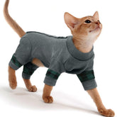 PUMYPOREITY cat-shirt rear-snap-closure keeps cats warm after baths and reduces shivering.