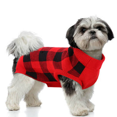 PUMYPOREITY classic plaid dog sweater front view for cozy autumn warmth