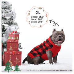 Leash hole detail on PUMYPOREITY plaid knit sweater for outdoor walks