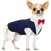 PUMYPOREITY small dog bowtie tuxedo vest for formal wear and events.