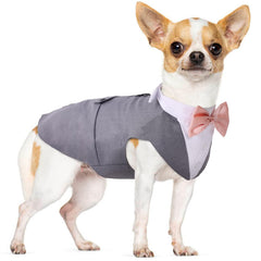 PUMYPOREITY small dog bowtie vest enables formal look for events.