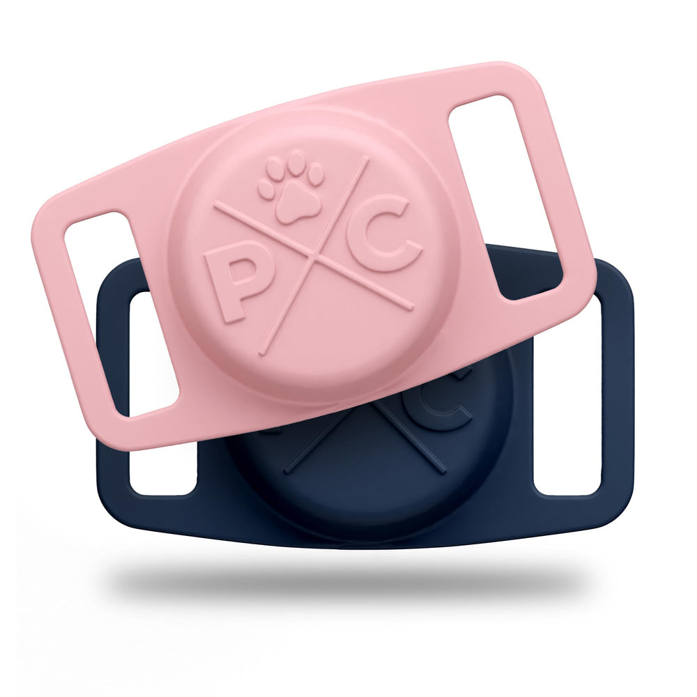 Pup Culture AirTag dog collar holder pink—secure tracking for active dogs.