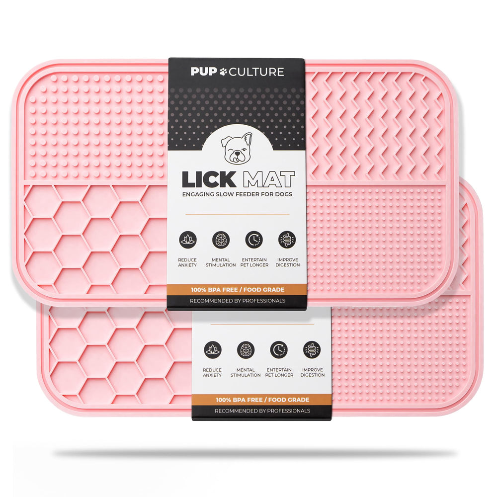 Pup Culture dog lick mat 2-pack shown for slow feeding and enrichment.