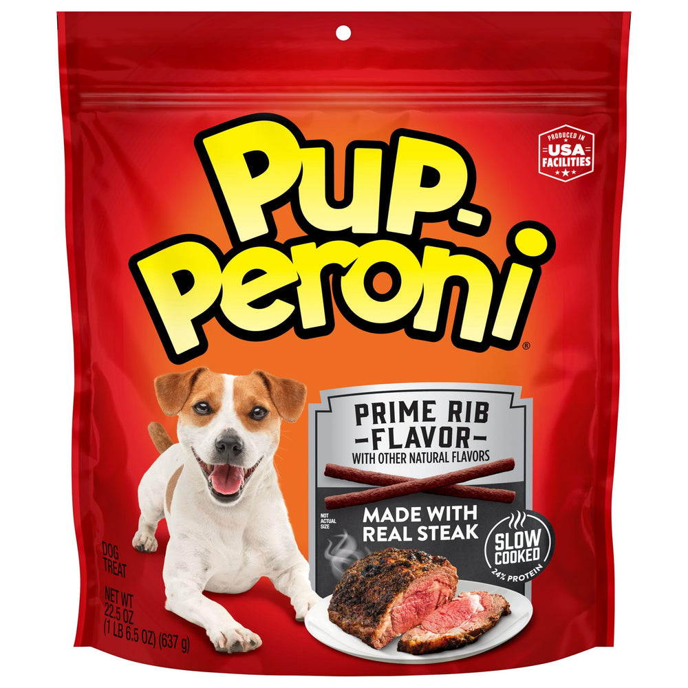 Pup-Peroni Prime Rib soft treats pack shot shows a moisture-rich reward for training