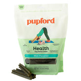 Pupford Dental Chews 4-inch stick with grooved texture for plaque control and fresher breath.