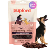 Pupford Soft & Chewy Training Treats pork 10oz bag closeup for high-value rewards.