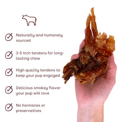 Pupford Thick Beef Tendon Chews dog chewing action suitable for training rewards