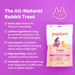 Pupford two-ingredient rabbit bites close-up highlighting simple, wholesome ingredients.