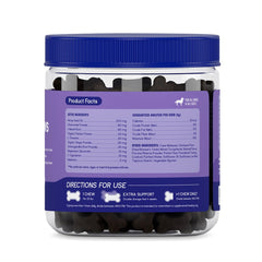 PupGrade Calming Soft Chews on dog bowl illustrate tasty turkey flavor for daily use.