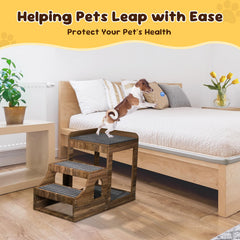 PUPIHOM wood dog stairs with non slip mats help pets climb safely