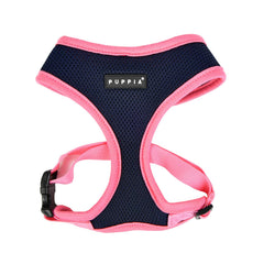 Puppia Soft Harness II Navy M front view for comfortable walks