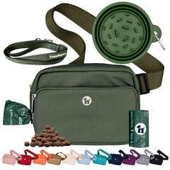 Puppington crossbody dog treat pouch Basil Green for training rewards