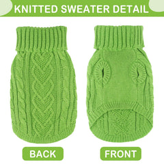Puppishy dog sweater green small turtleneck detail highlights heat-trapping ribbing