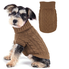 Puppishy dog sweater Khaki turtleneck keeps small dogs warm in winter.