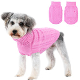 Puppishy dog sweater pink front view shows cozy warmth for small dogs during winter walks.