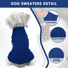 Puppishy small dog sweater navy blue back view provides snug fit for chilly days