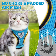 PUPTECK cat harness with reflective strips improves nighttime visibility.