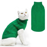 PUPTECK winter cat sweater green front view offers cozy warmth for kittens