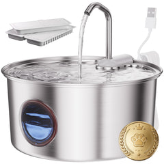 Puppyspout cat water fountain 108oz visual window shows water level for easy monitoring.