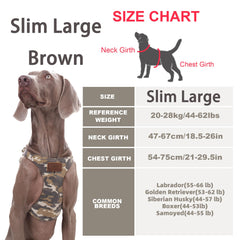 Puppytie camouflage brown harness on a medium dog demonstrates adjustable fit.