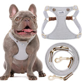 Puppytie No Pull Harness denim gray front view for escape-proof daily walks