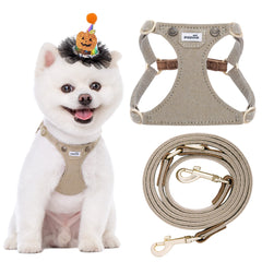 Puppytie No Pull XS harness in denim mocha brown for comfortable daily walks.