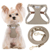 Puppytie No Pull XS harness, denim mocha brown, front view ideal for comfortable small-dog walks