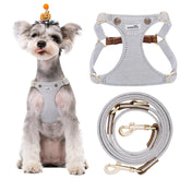 Puppytie small dog harness denim gray with no-pull design for calm walks