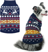 PUPTECK Christmas dog sweater with red tree and snowflake design for festive walks.