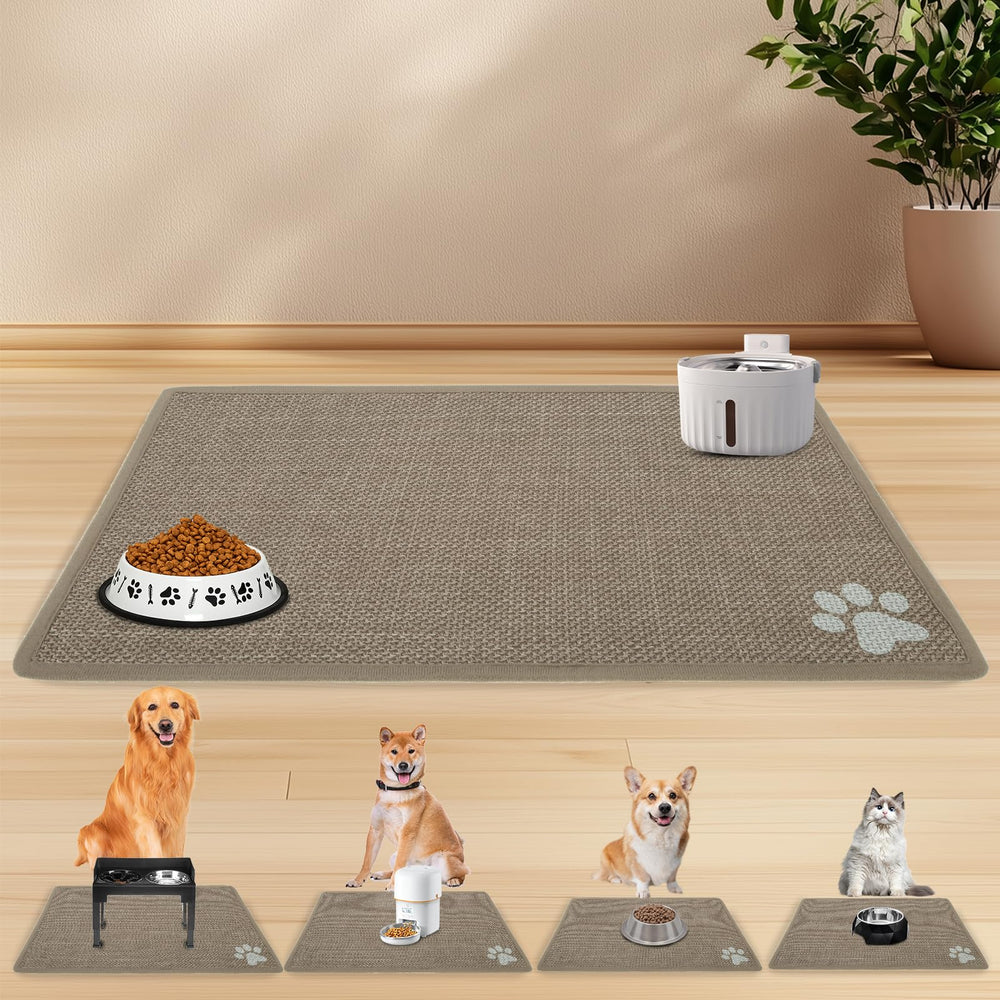 PUPTECK dog food mat absorbs spills under water bowls for cleaner floors